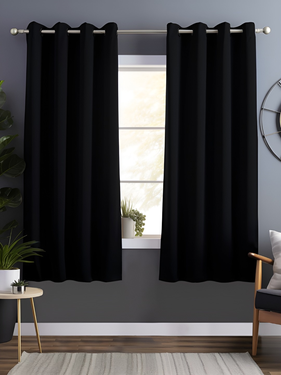 

Story@home Black 2 Pieces Black Out Window Curtains