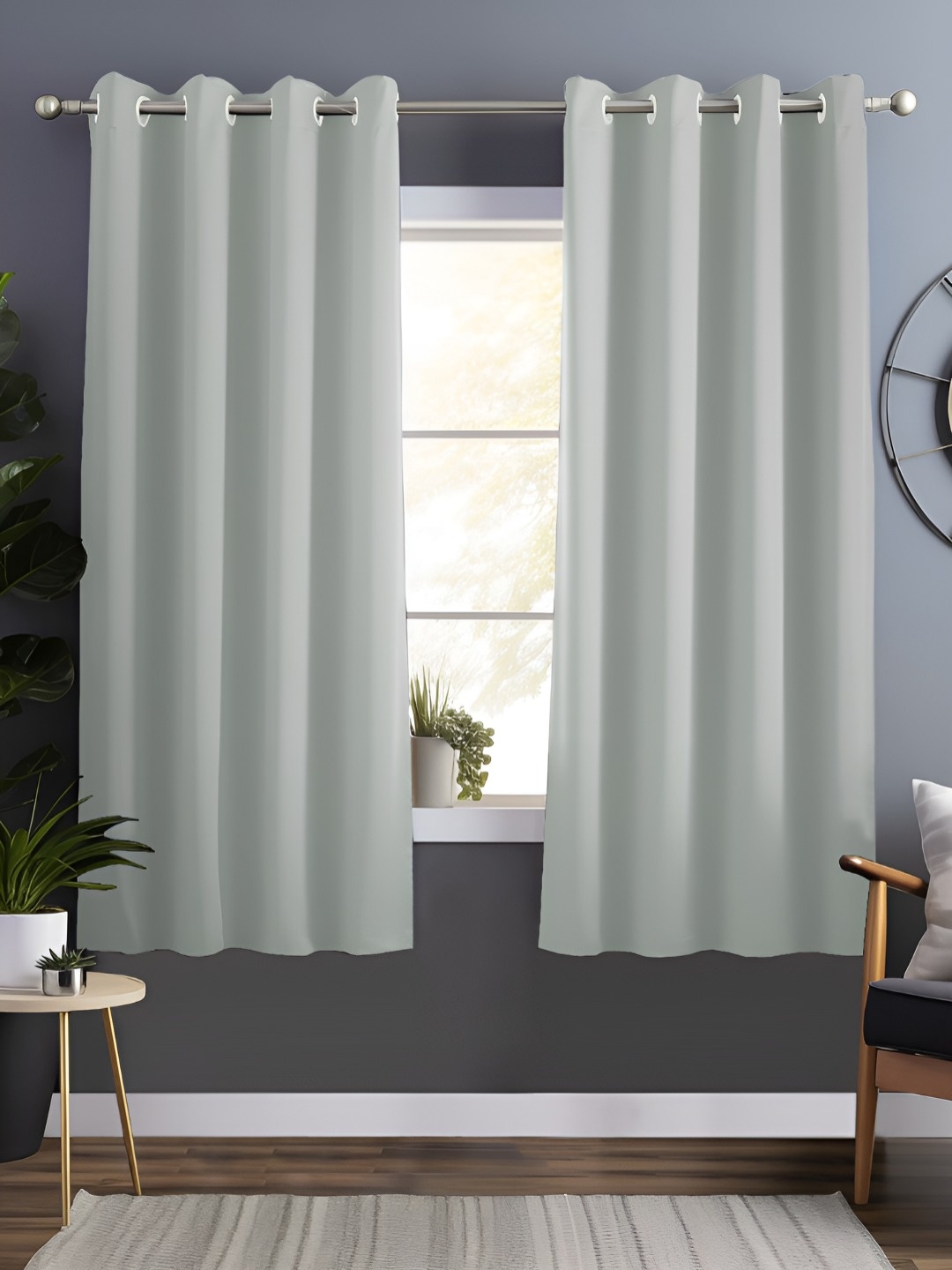 

Story@home Grey 2 Pieces Black Out Window Curtains
