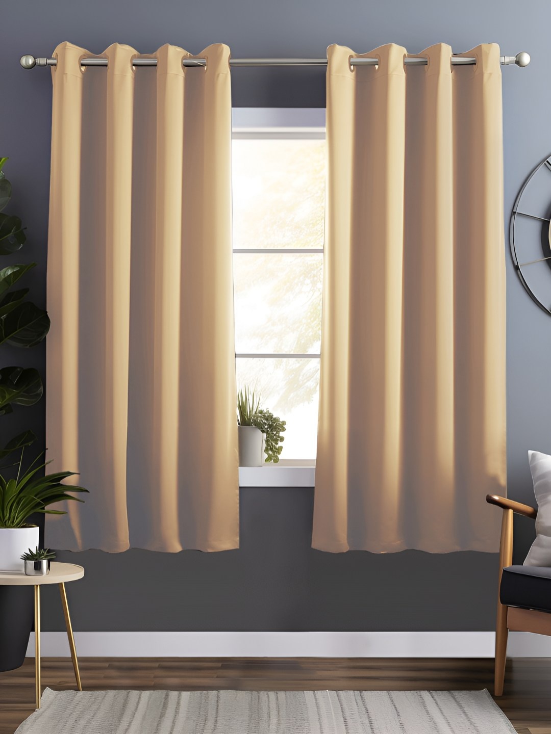 

Story@home Cream 2 Pieces Black Out Window Curtains