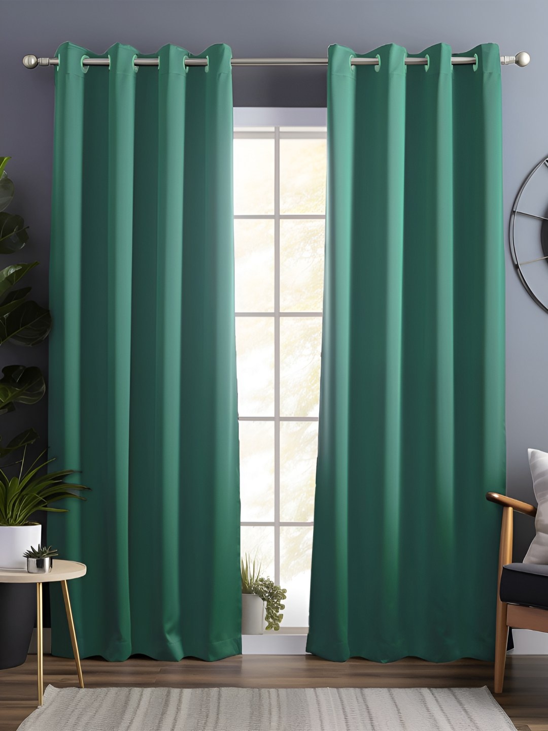 

Story@home Teal Green 2 Pieces Black Out Long Door Curtains