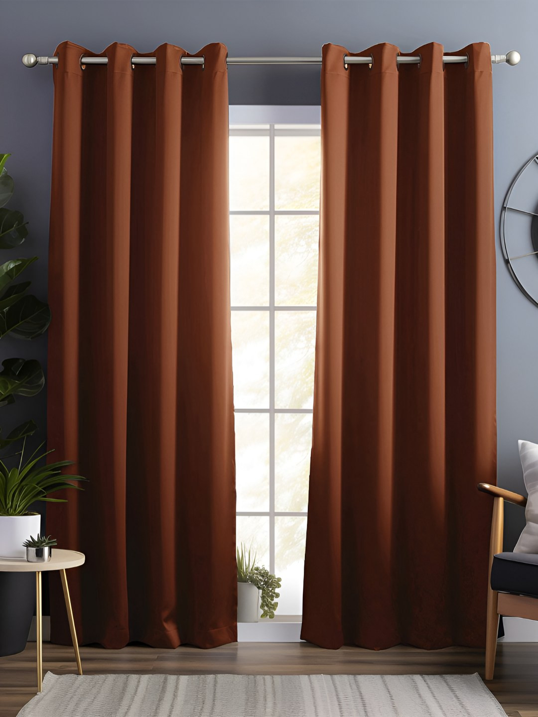 

Story@home Brown 2 Pieces Black Out Door Curtains