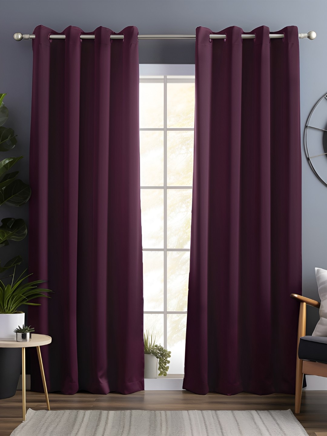 

Story@home Purple 2 Pieces Black Out Door Curtains