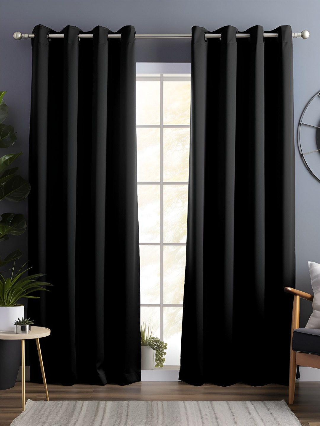 

Story@home Black 2 Pieces Black Out Door Curtains