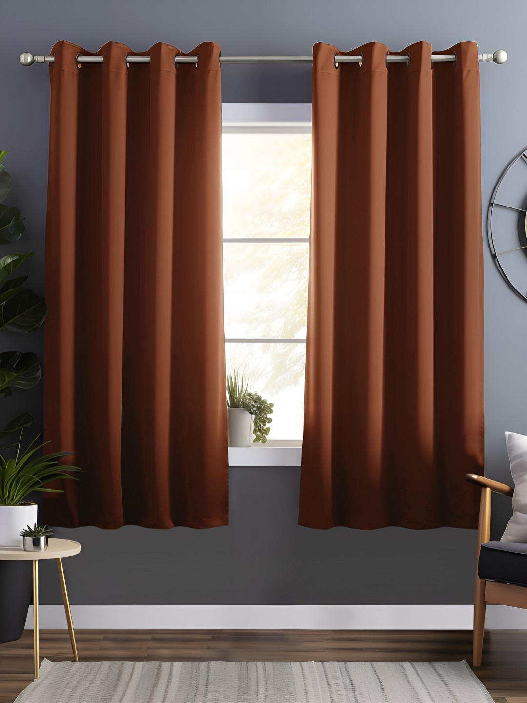 

Story@home Brown 2 Pieces Black Out Window Curtains