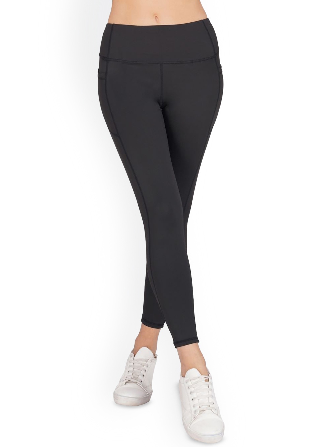 

Poftik Women Ankle-Length High Rise Dry Fit Tights, Black