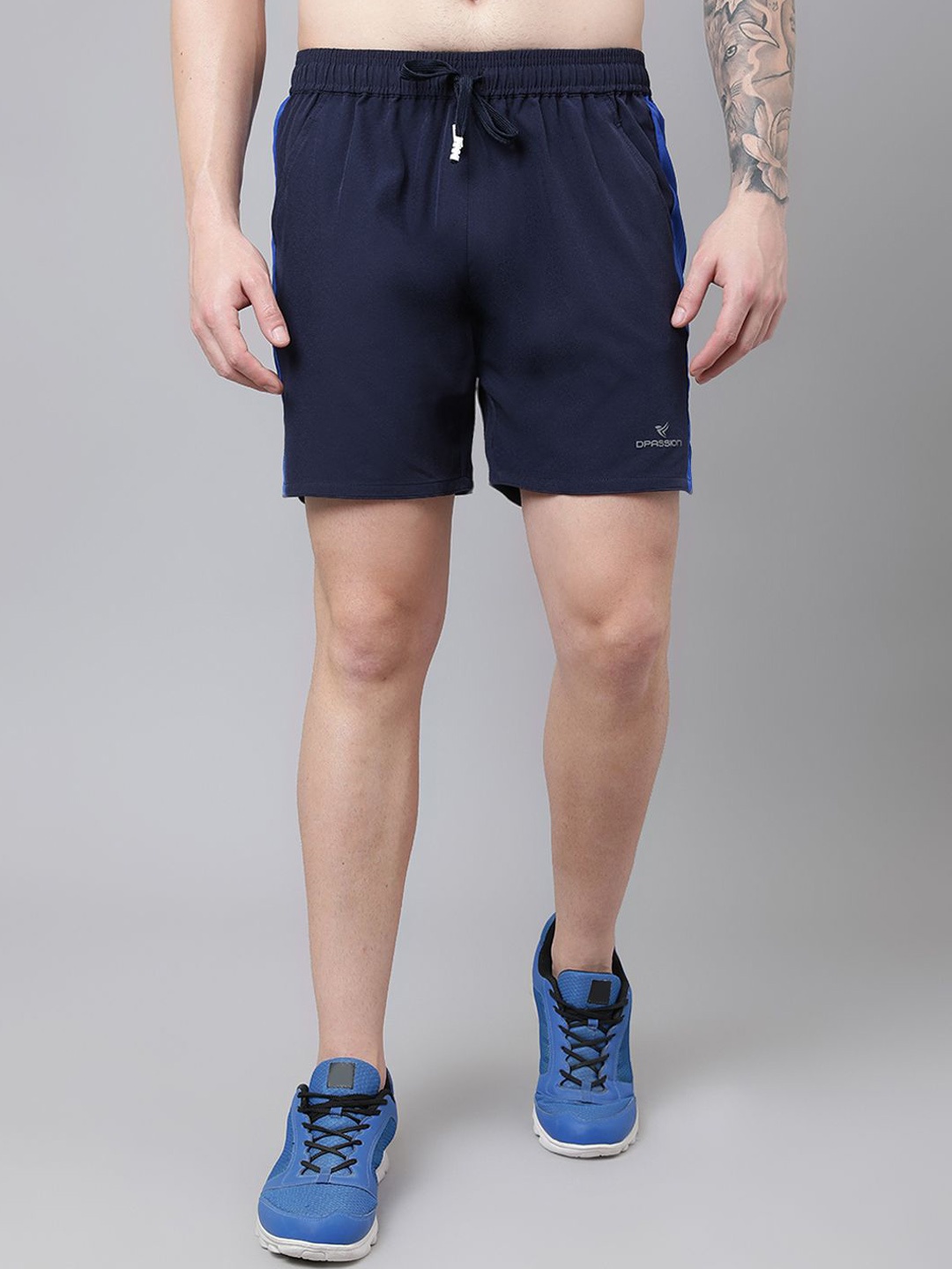 

Dpassion Men Mid-Rise Sports Shorts-Rapid-Dry, Navy blue