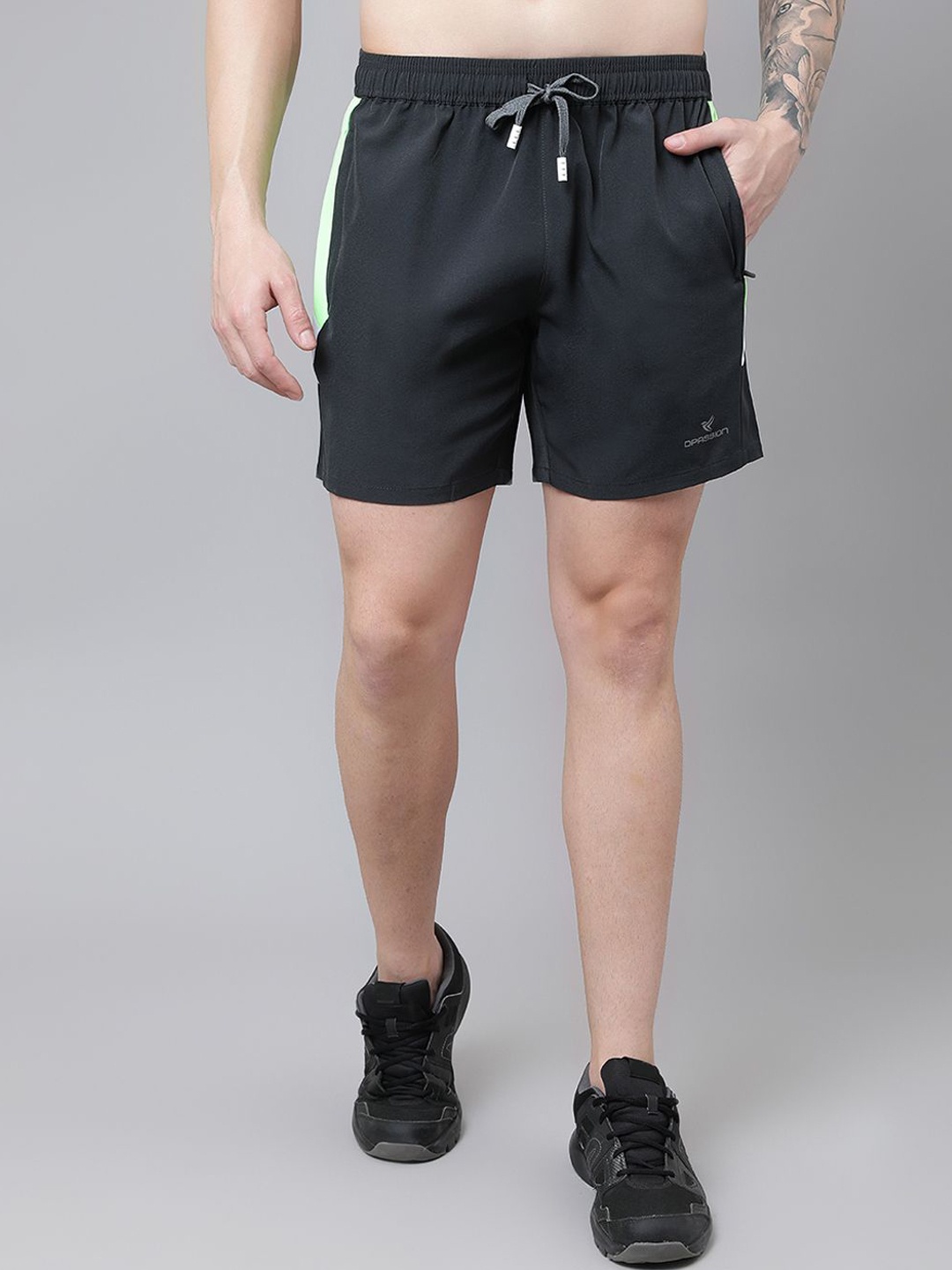 

Dpassion Men Running Mid-Rise Sports Shorts, Grey