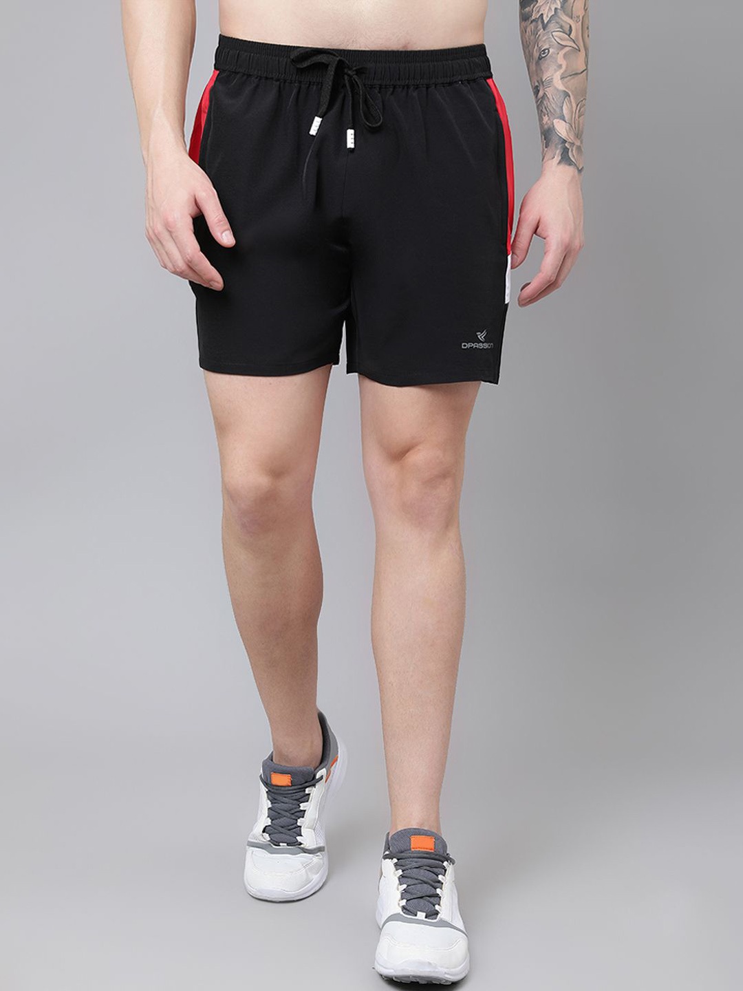 

Dpassion Men Running Mid-Rise Sports Shorts, Black