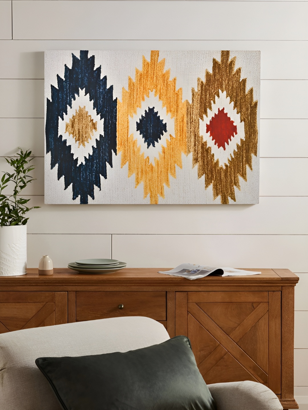 

EverHOME Blue & Yellow Wooden Wall Painting