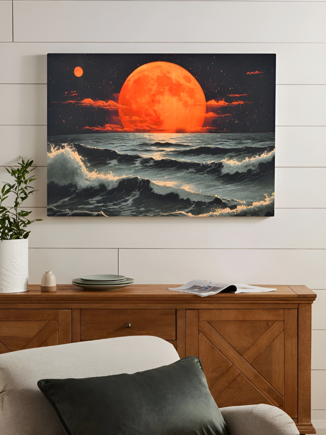 

EverHOME Black & Orange Wooden Wall Painting