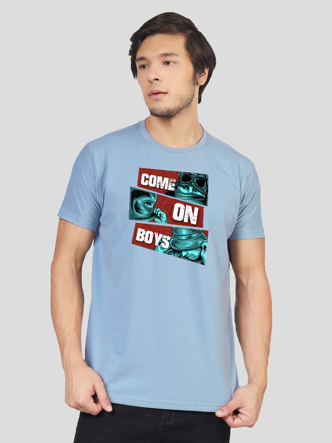 

Greylongg Men Graphic Printed Round Neck T-shirt, Blue