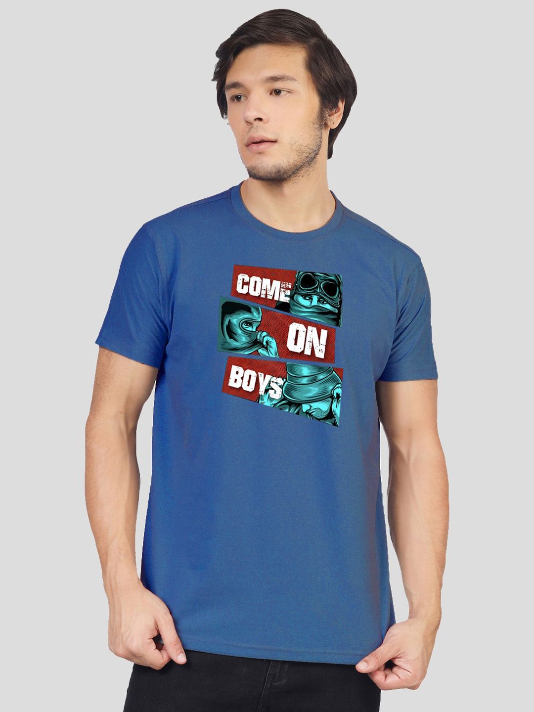 

Greylongg Men Graphic Printed Round Neck T-shirt, Blue