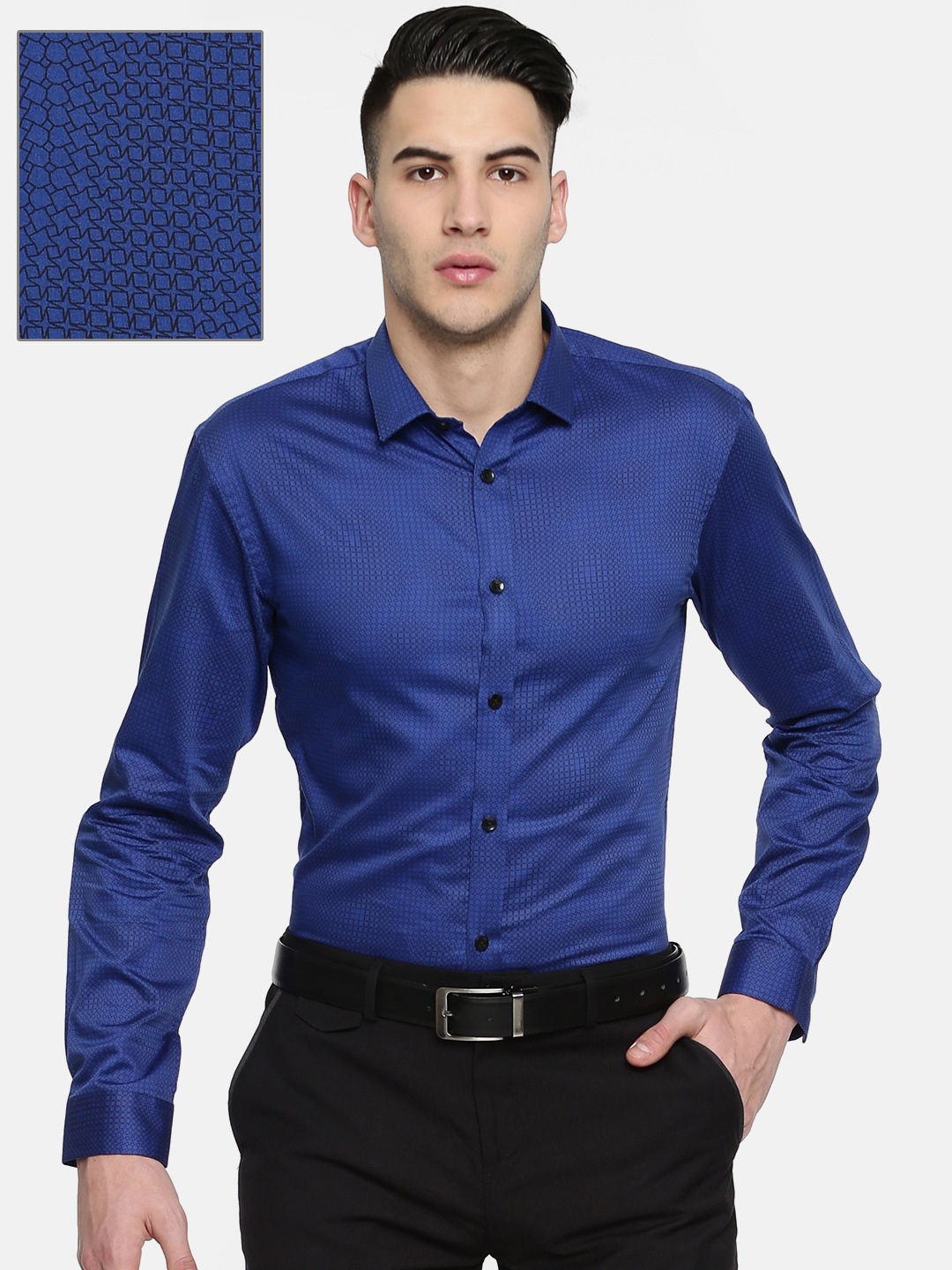 

Arrow New York Men Blue Snug Slim Fit Printed Semiformal Shirt
