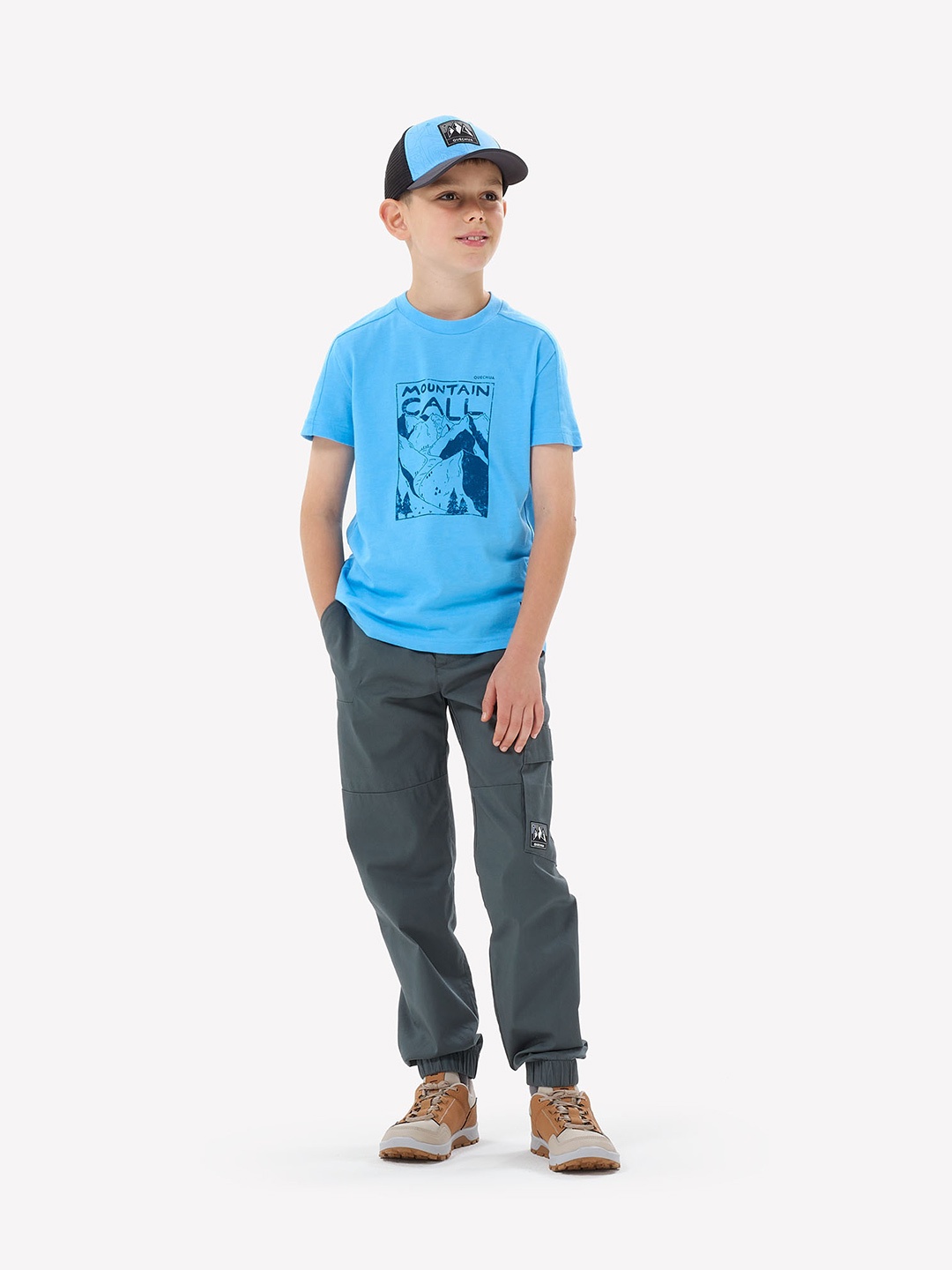 Quechua By Decathlon Kids Grey Quick Drying Multi Pocket Hiking Trousers