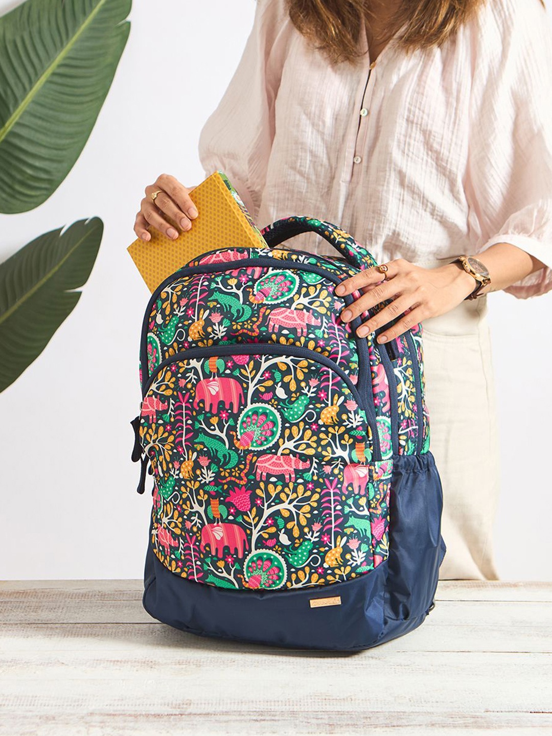 

Chumbak Women Graphic Backpack, Navy blue