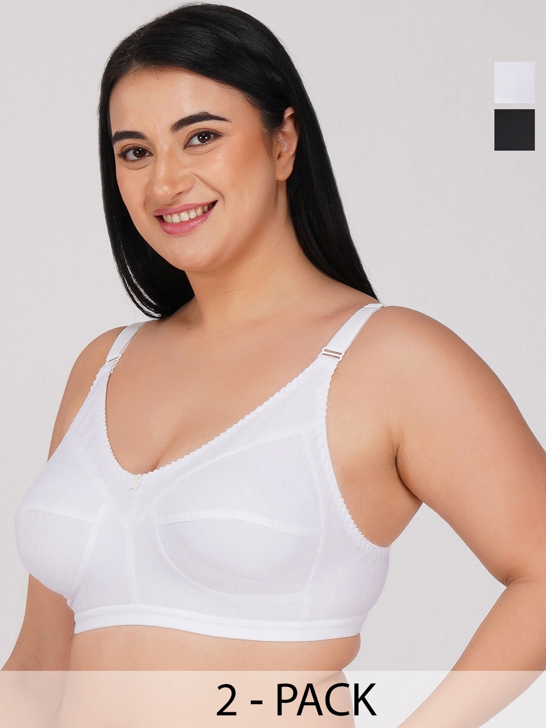 

R Cube Pack Of 2 Full Coverage Non Padded Everyday Bras With All Day Comfort, White