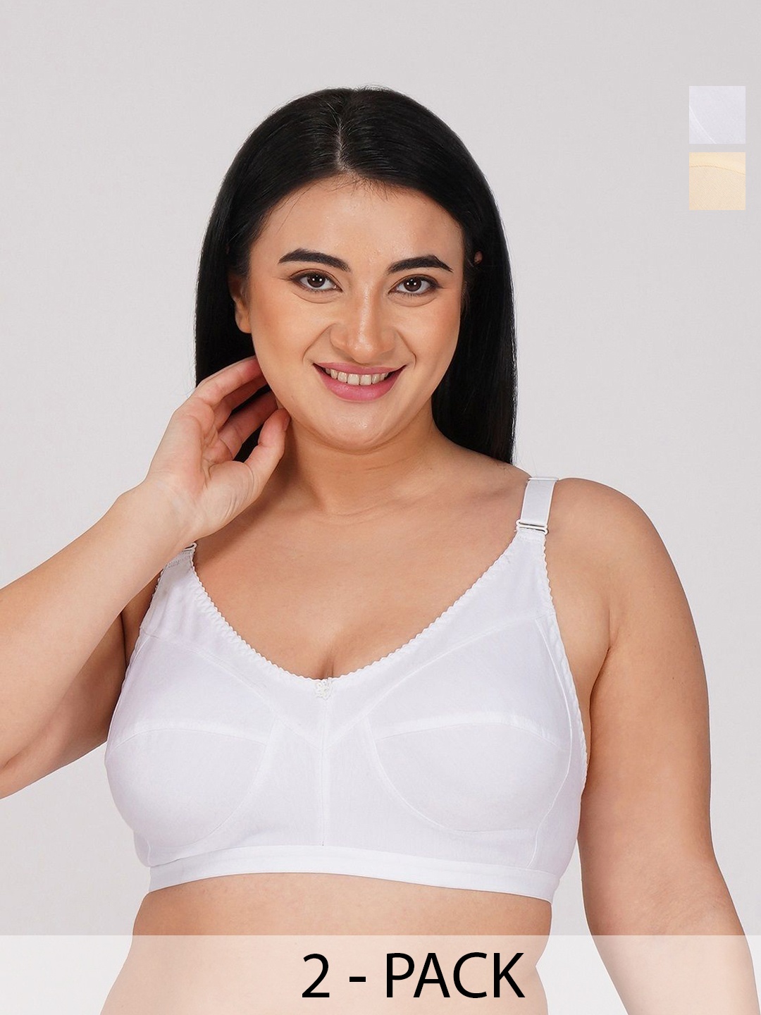 

R Cube Pack of 2 Full Coverage Non Padded Bra- All Day Comfort, White