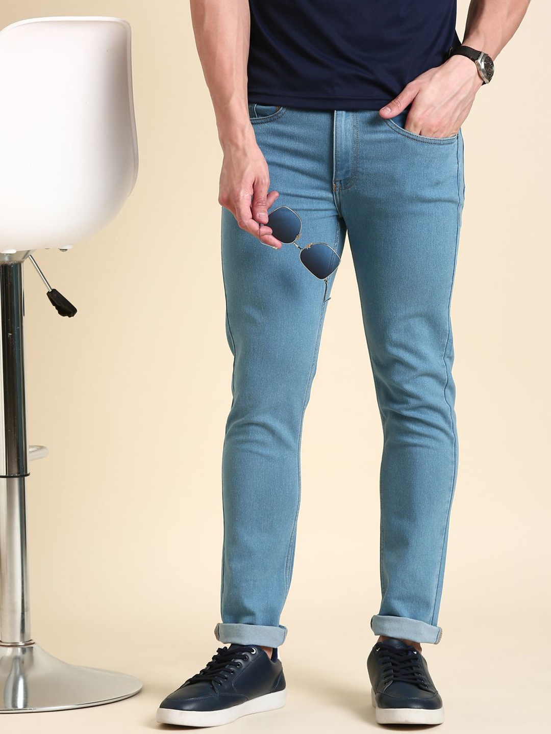 

Mast & Harbour Men Blue Skinny Fit Clean Look Light Shade Stretchable Jeans