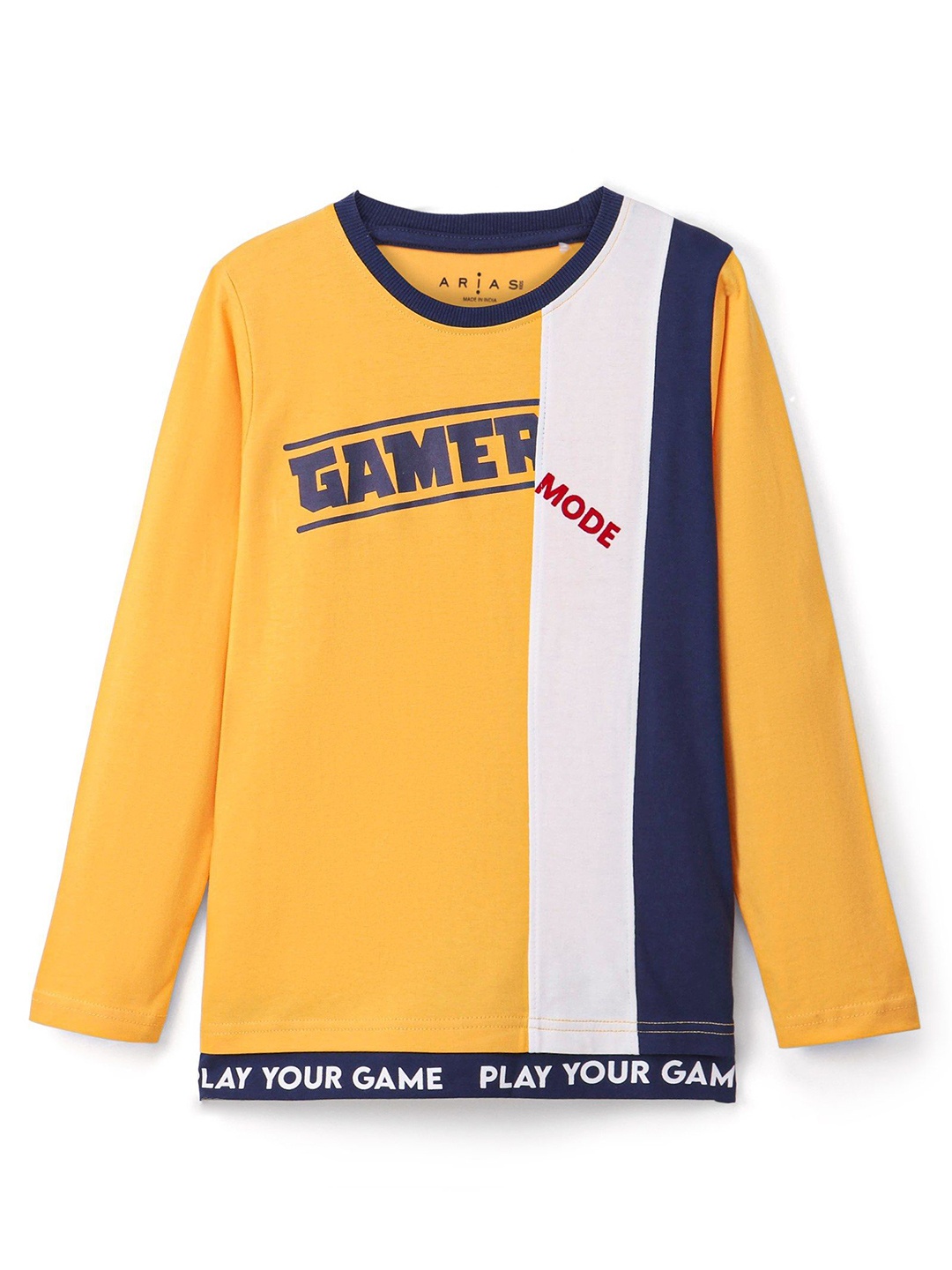 

ARIAS By LARA DUTTA Boys Typography Applique T-shirt, Yellow