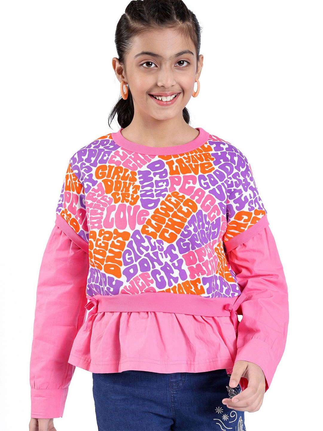 

ARIAS By LARA DUTTA Girls Printed Raw Edge T-shirt, Pink