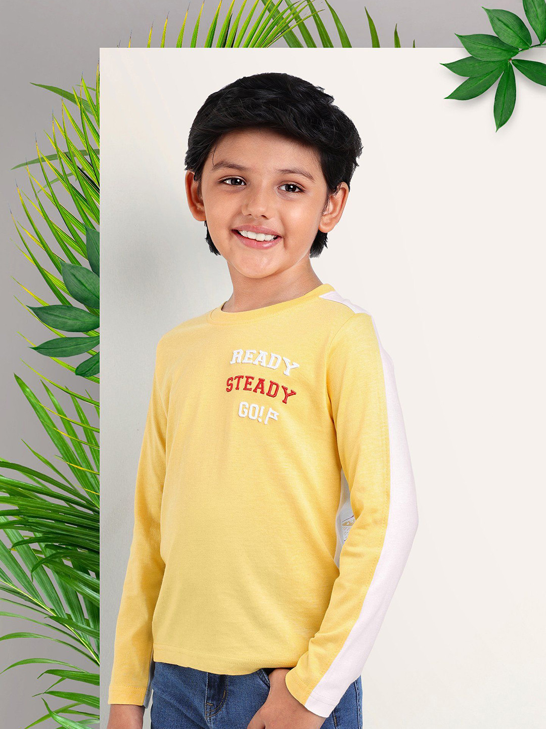 

ARIAS By LARA DUTTA Boys Typography Printed Applique T-shirt, Yellow
