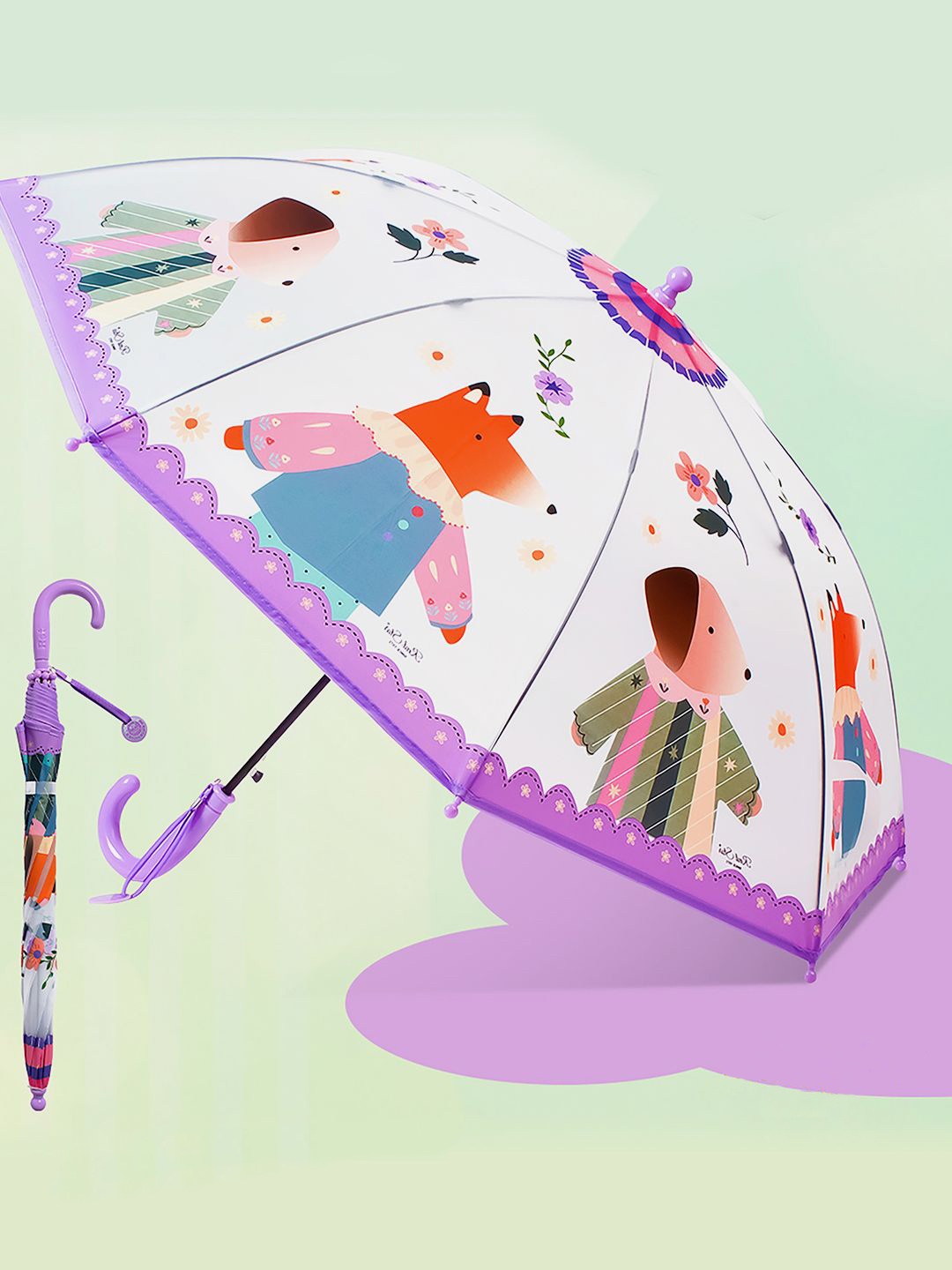 

Little Surprise Box Kids Purple Ms. Foxy Transparent Style Umbrella