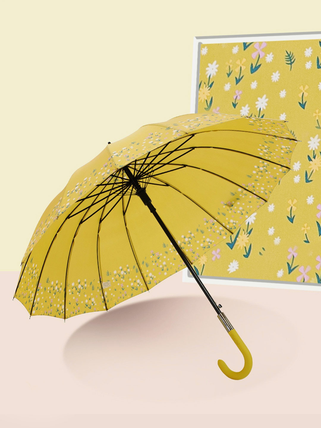 

Little Surprise Box LLP Manual 2 Fold Floral Umbrellas, Beige