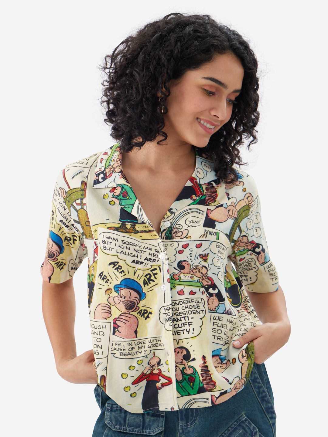 

The Souled Store Women Graphic Printed Spread Collar Casual Shirt, Multi