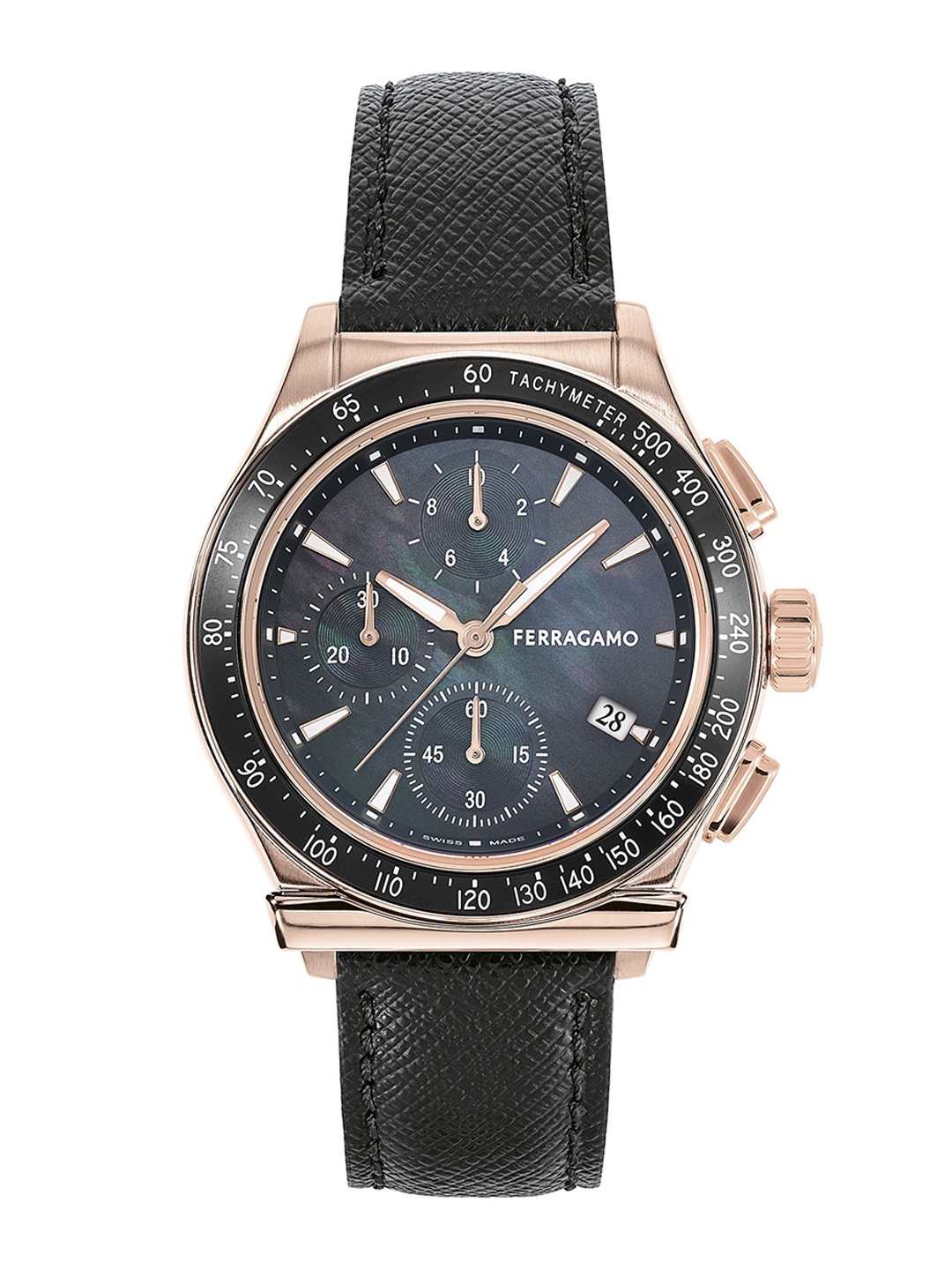 

Ferragamo Unisex Brass Dial & Leather Straps Analogue Watch SFKW00123, Black