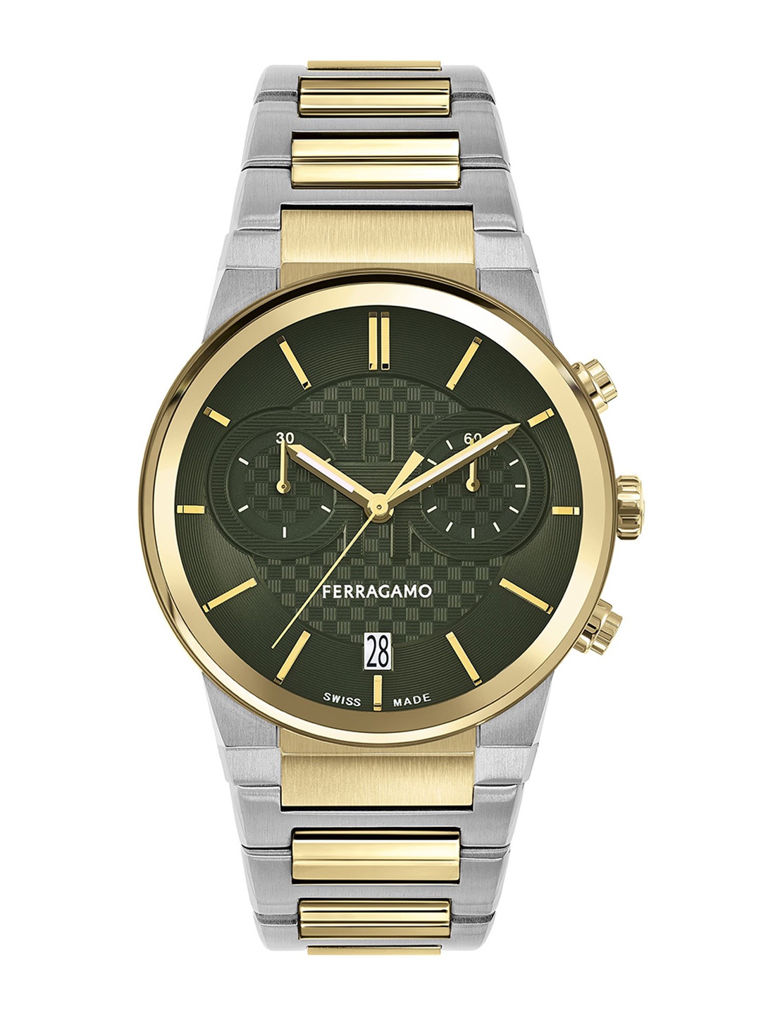 

Ferragamo Men Brass Dial & Stainless Steel Straps Analogue Watch SFME01223, Green