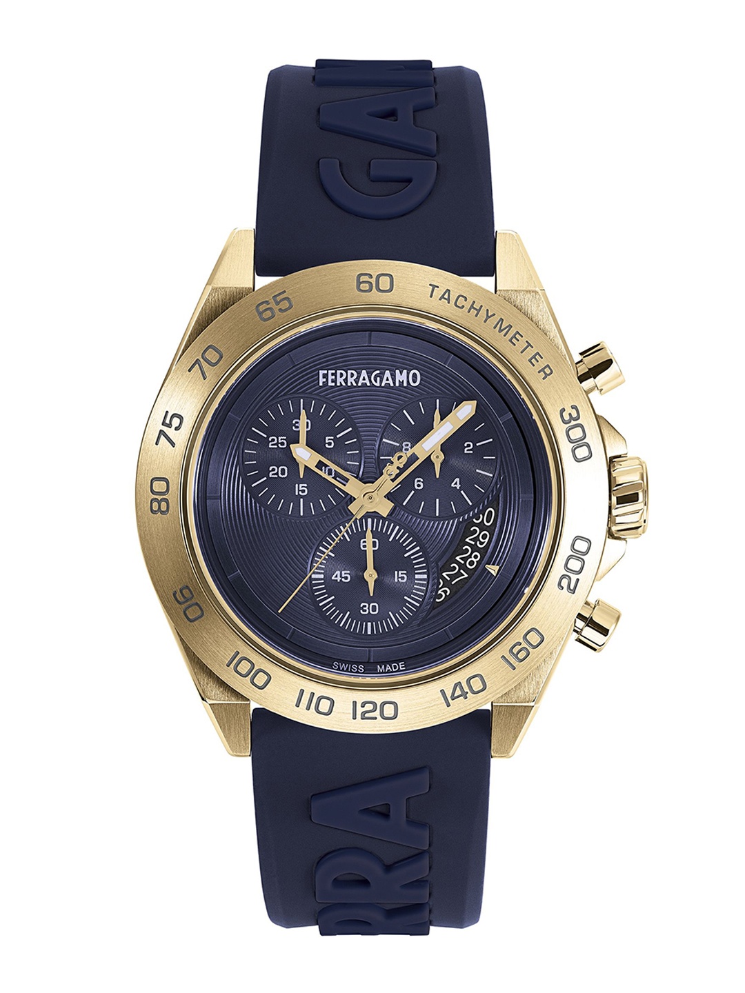 

Ferragamo Men Brass Embellished Dial & Straps Analogue Watch SFKF00323, Blue