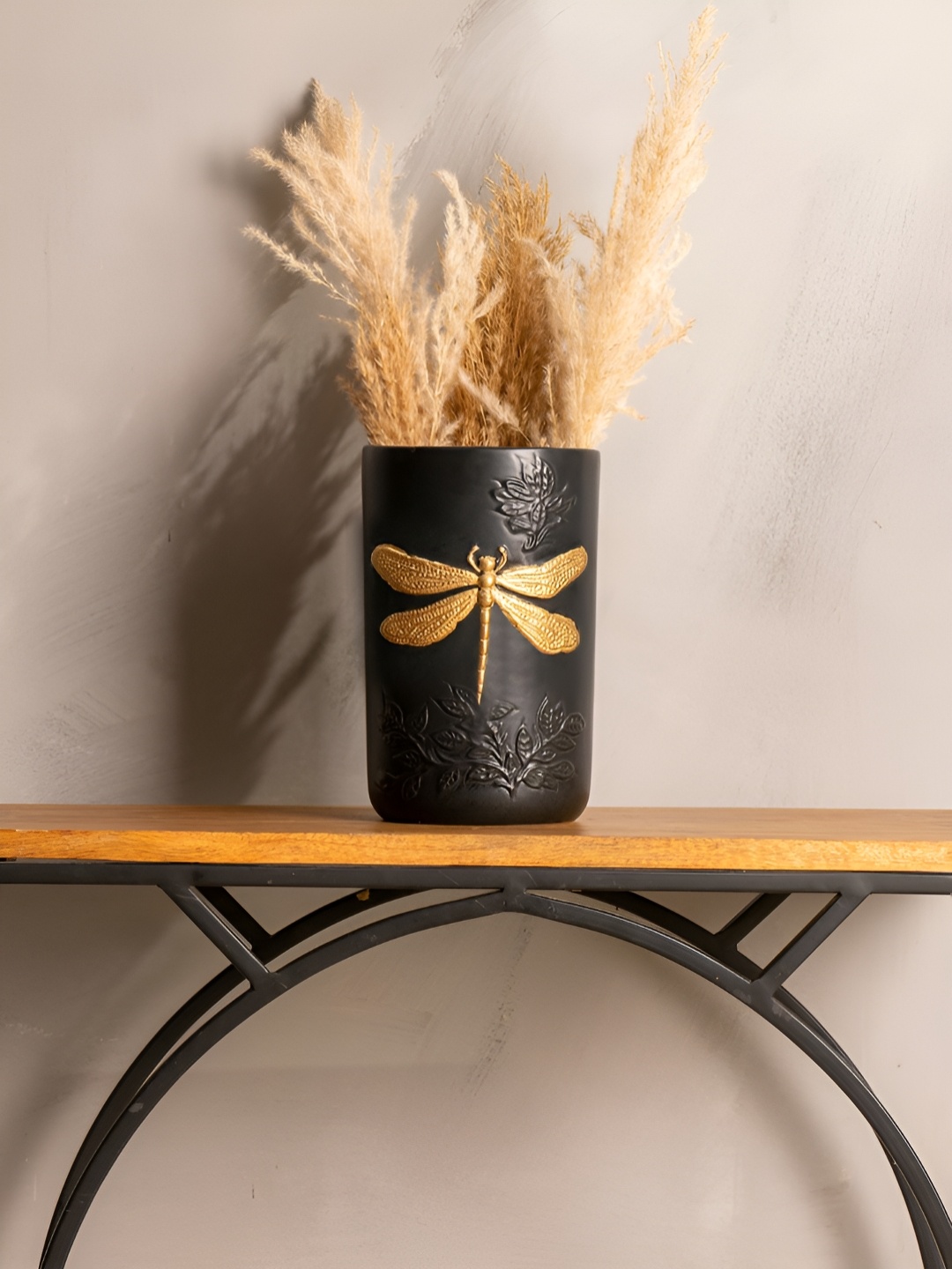 

Glimpse Homes Black & Gold Dragonfly Ceramic Vase