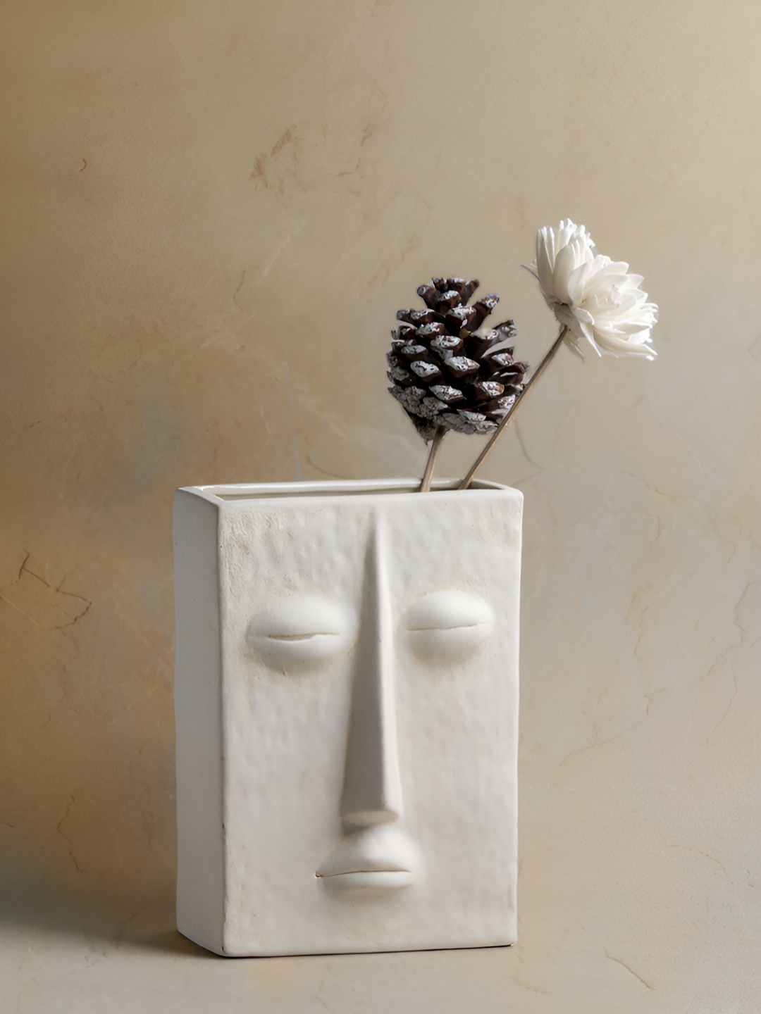 

Glimpse Homes Raw Off-White Zen Ceramic Face Vase