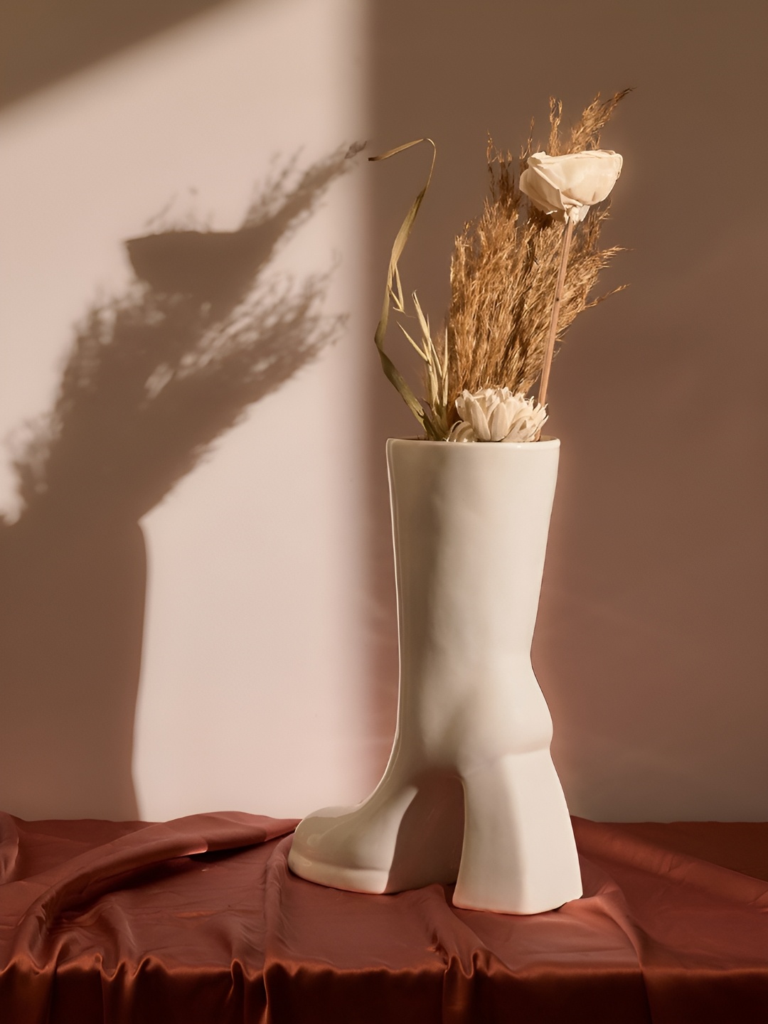 

Glimpse Homes Gloss White Ceramic Boot Vase