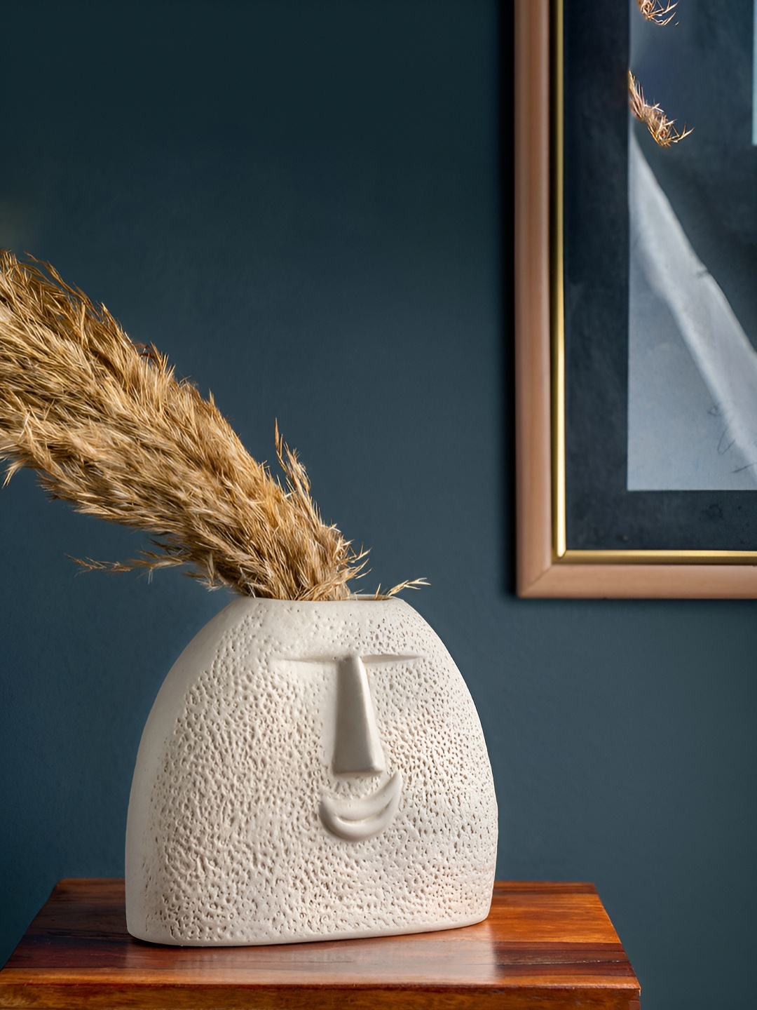 

Glimpse Homes Raw Off-White Upbeat Ceramic Face Vase