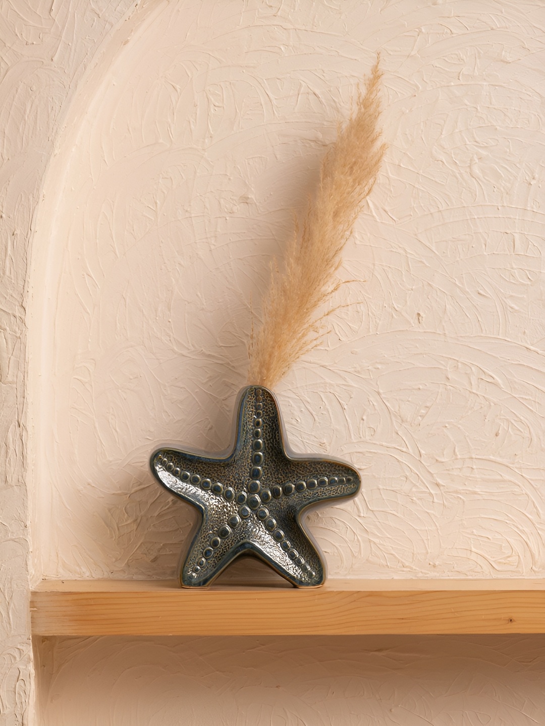 

Glimpse Homes Blue & Black Ceramic Starfish Vase