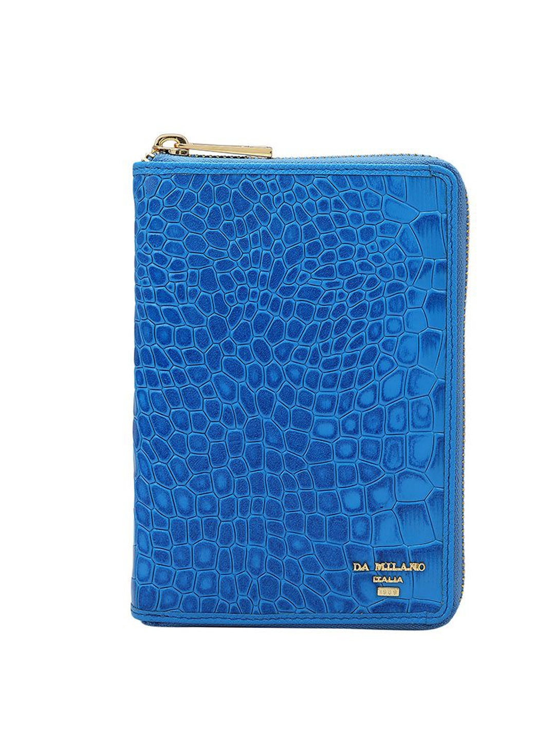 Da Milano Unisex Textured Passport Cover Travel Accessory, Blue