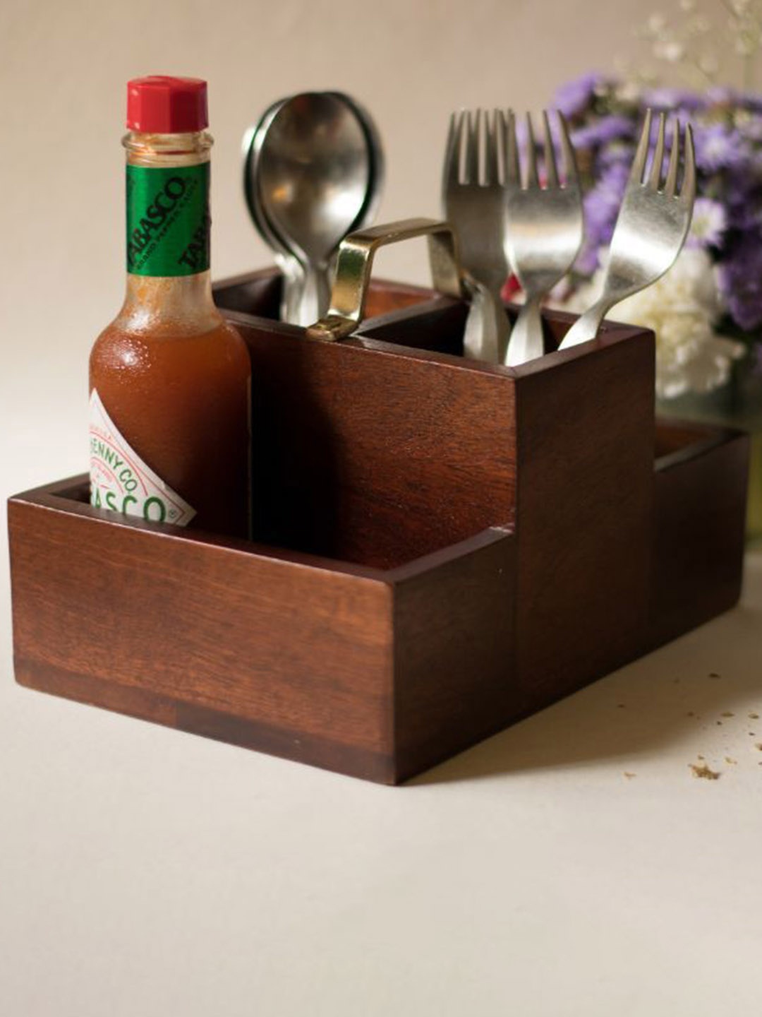 

The Pitara Project Brown Wooden Condiment Stand