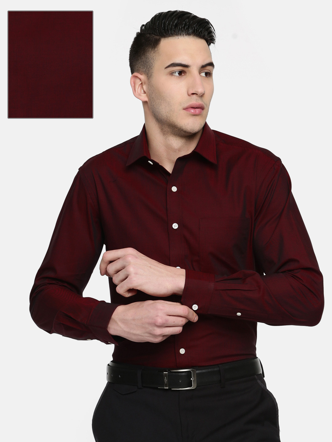 

Arrow Men Maroon Snug Slim Fit Striped Formal Shirt
