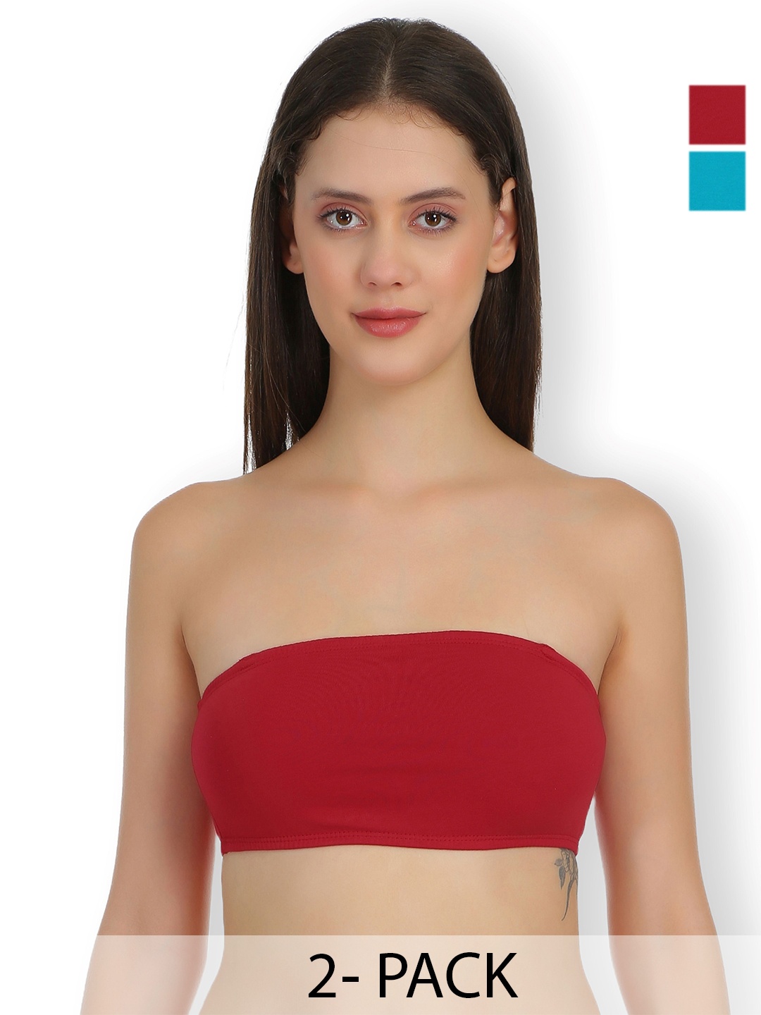 

SELFCARE Pack Of 2 Full Coverage Non Padded Bandeau Bra With All Day Comfort, Maroon