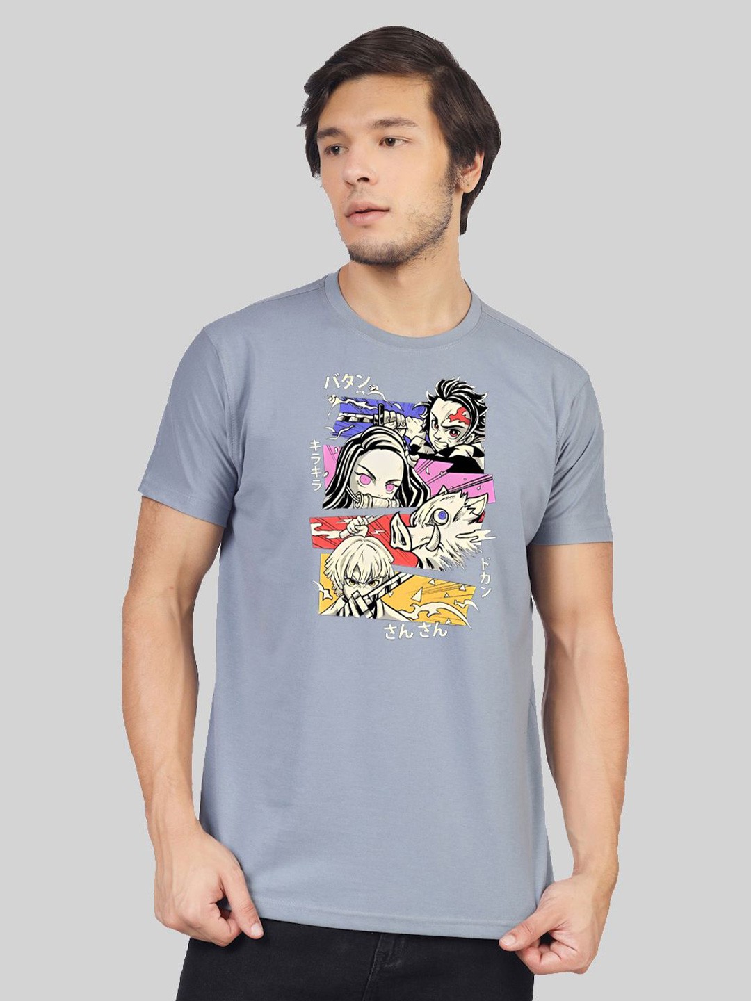 

Greylongg Men Graphic Printed Round Neck T-shirt, Grey