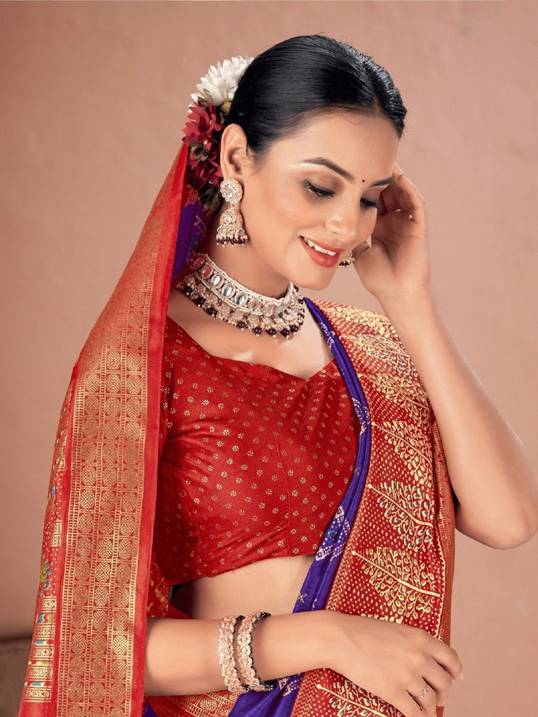 

AVANSHEE Ethnic Motifs Zari Sambalpuri Saree, Purple