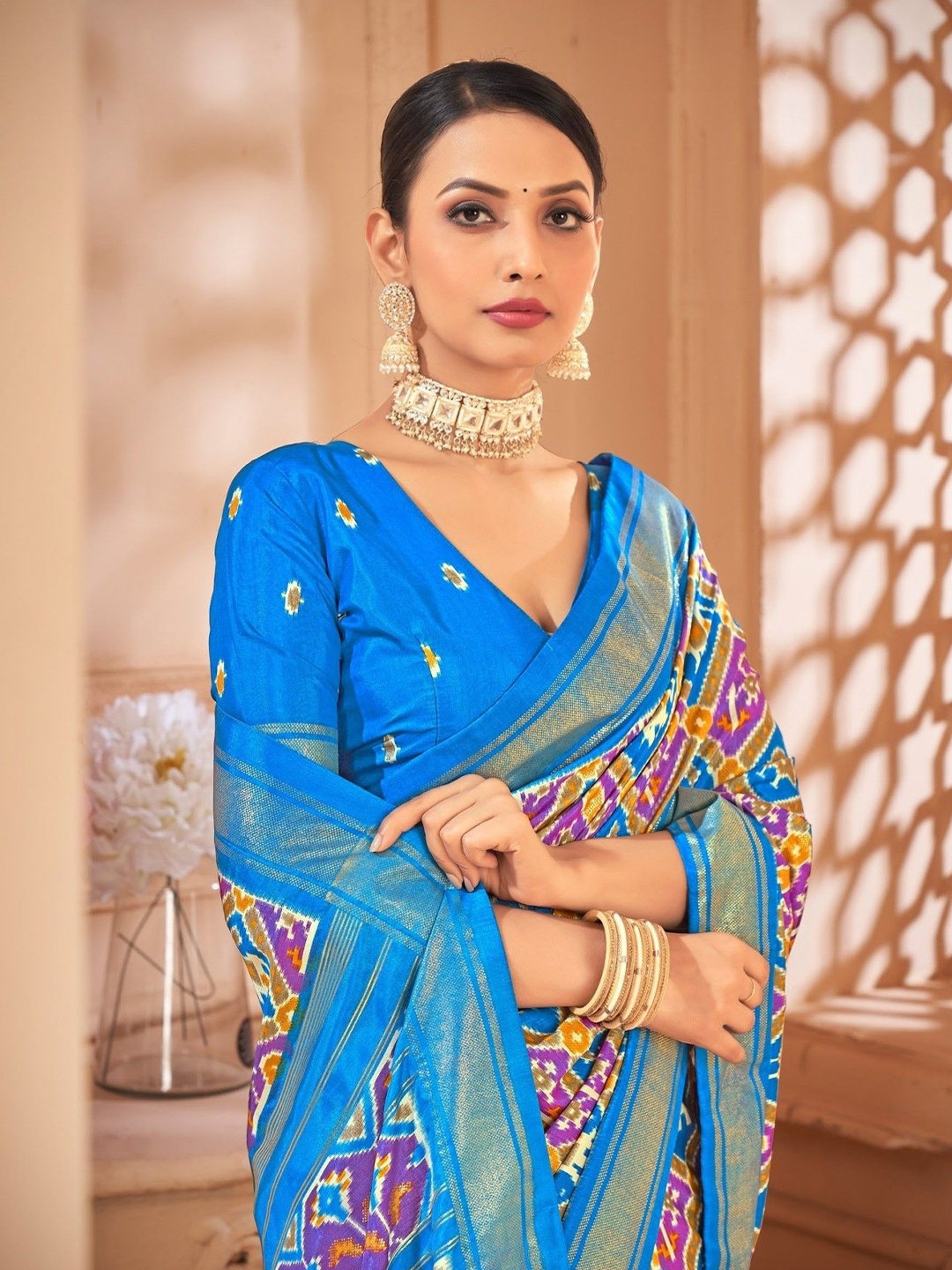 

AVANSHEE Ethnic Motifs Zari Sambalpuri Saree, Blue