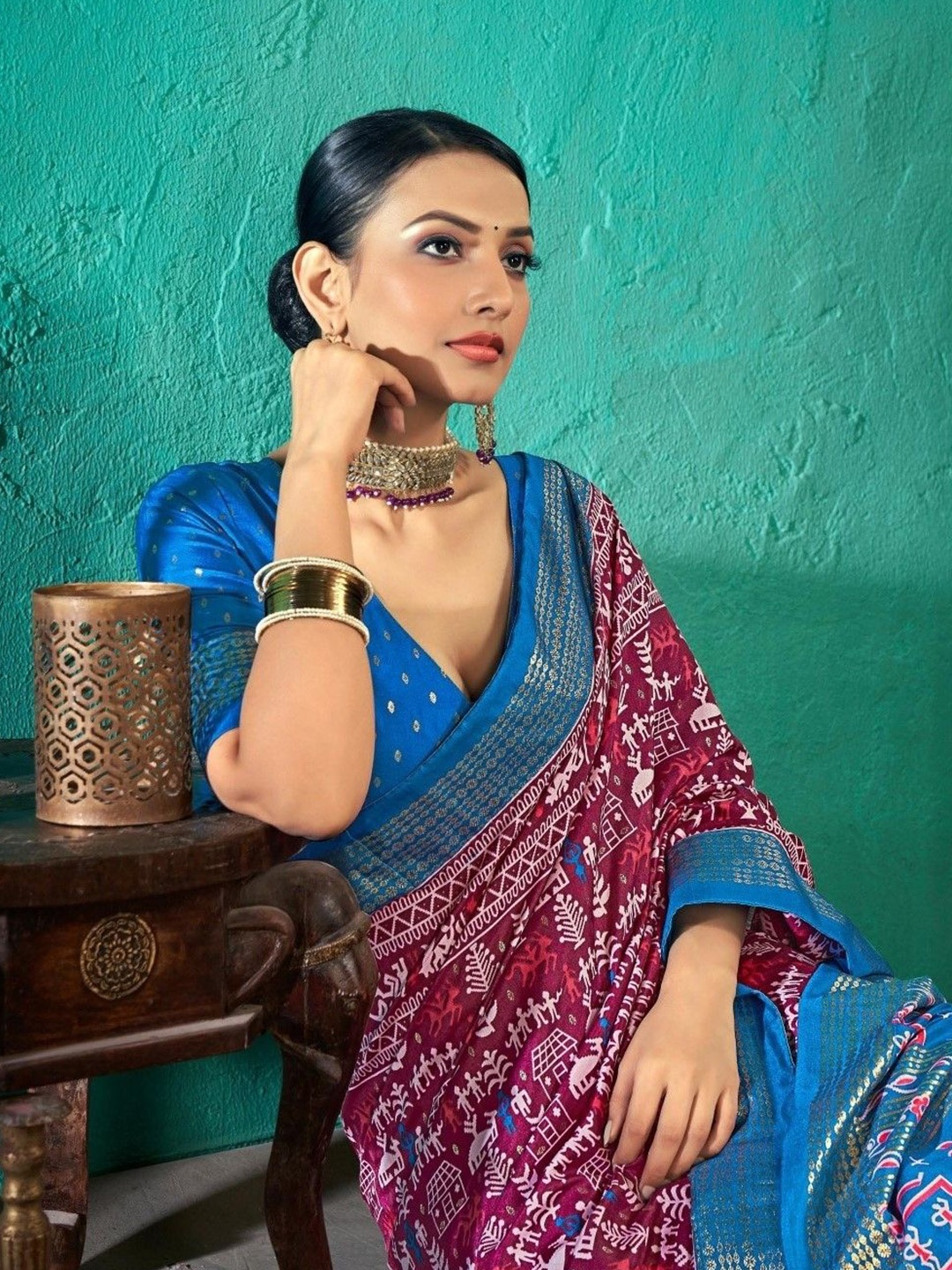 

AVANSHEE Ethnic Motifs Zari Sambalpuri Saree, Purple