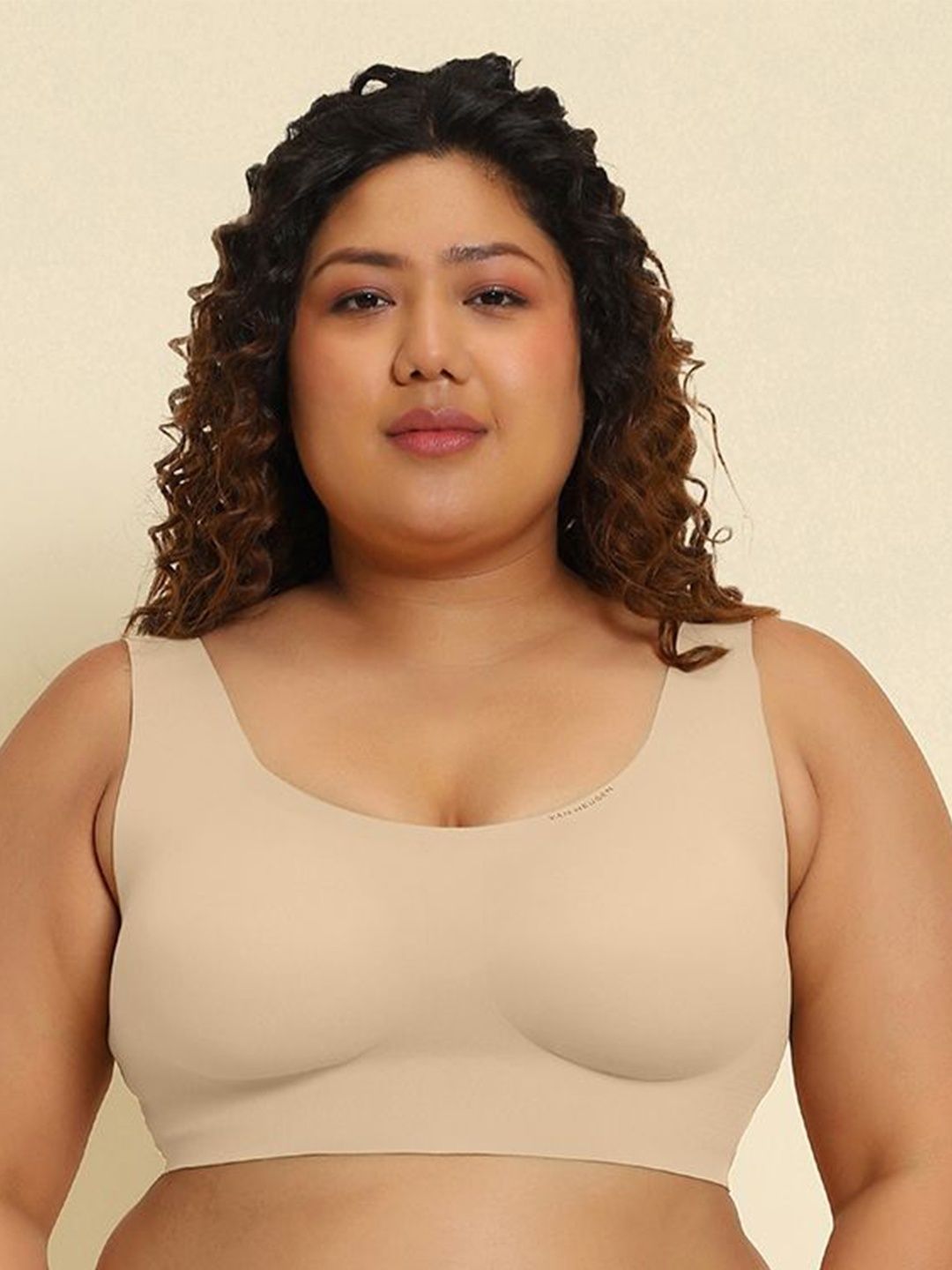 

Van Huesen Body Shaper Padded Seamless Bra with Full Coverage and Removable Pads, Beige