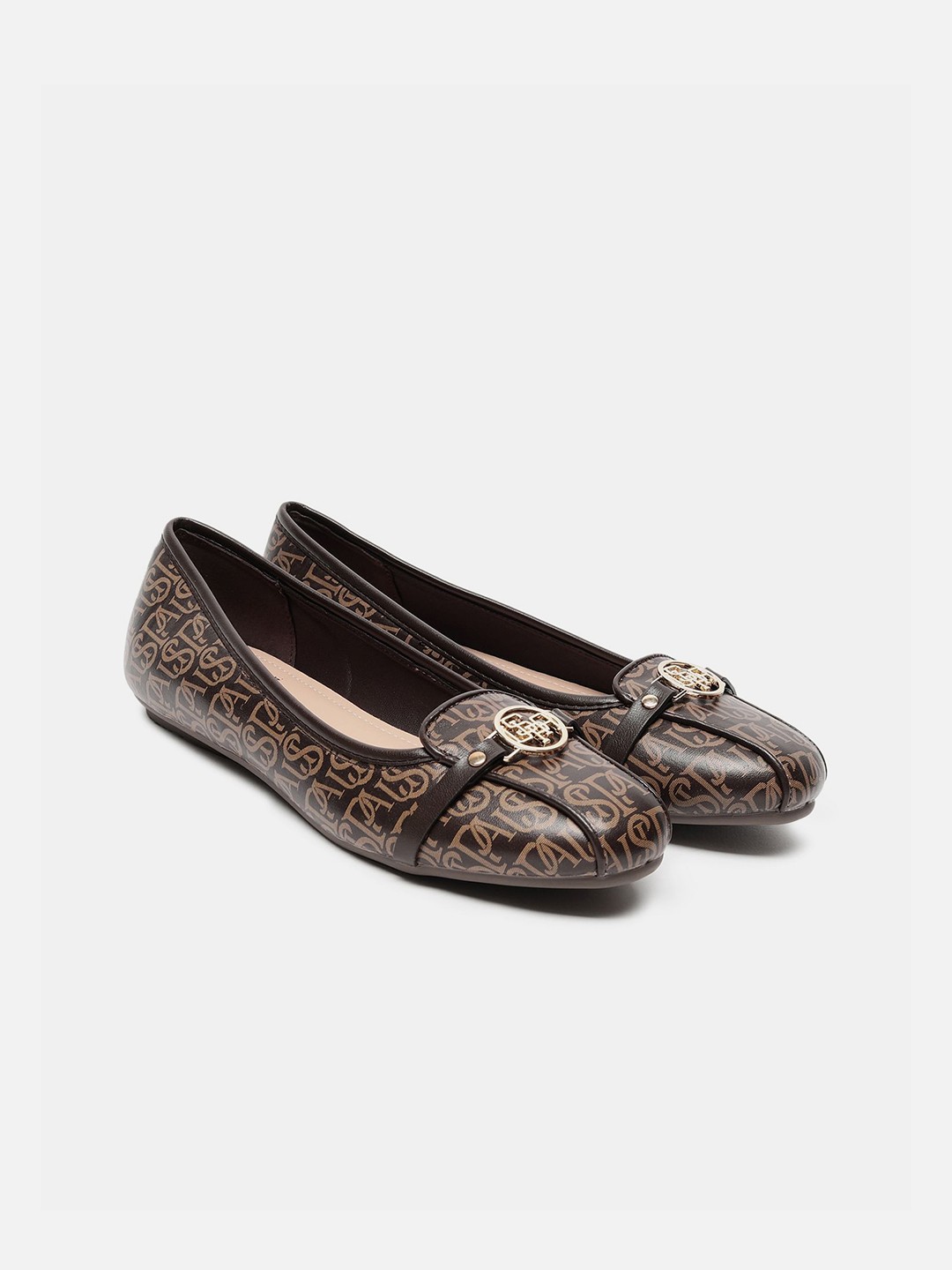 

U.S. Polo Assn. Printed Round Toe Ballerinas, Brown