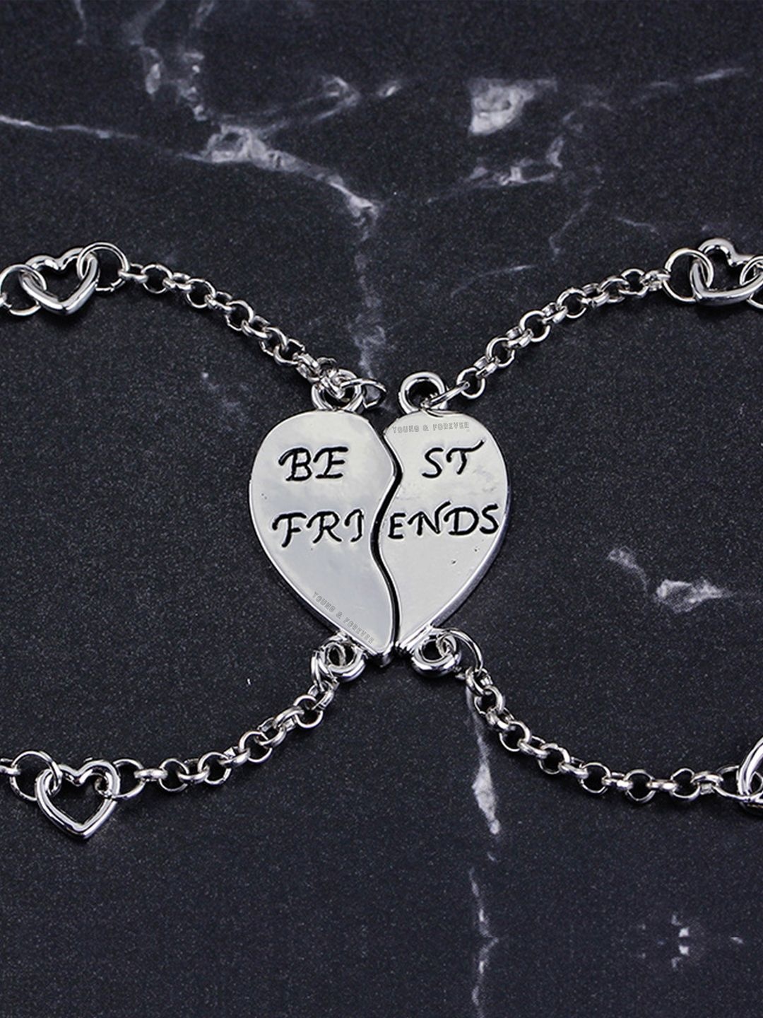 

Young & Forever Set Of 2 Silver-Plated Brass Charm Bracelet