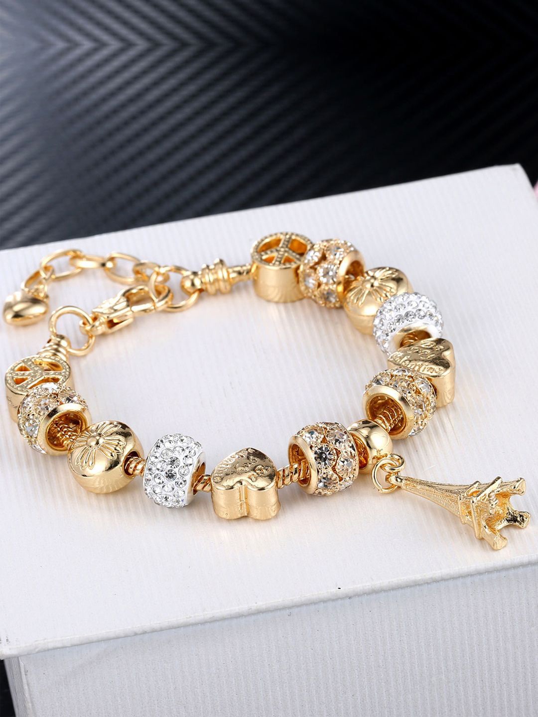 

Young & Forever Brass-Plated Cubic Zirconia-Studded Brass Wraparound Bracelet, Gold