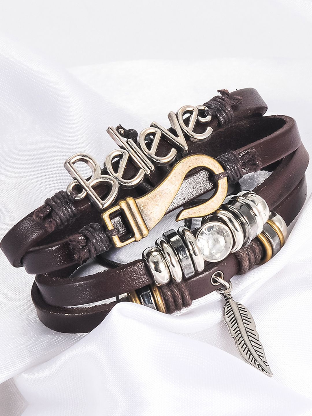 

Young & Forever Men Leather Multistrand Bracelet, Brown
