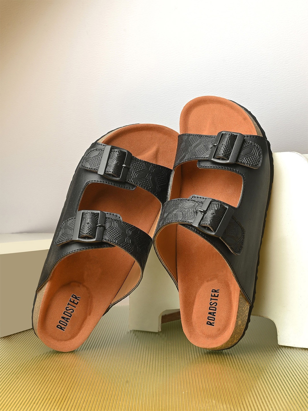 

The Roadster Lifestyle Co Men Lightweight Comfort Slip On Sandals, Black